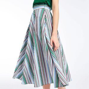 Marella Cotton Stretch Poplin Striped Midi Skirt Sz 4